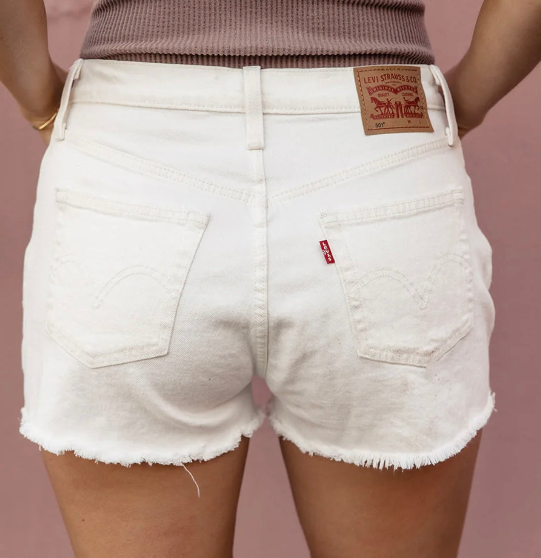White Levi 501 Shorts