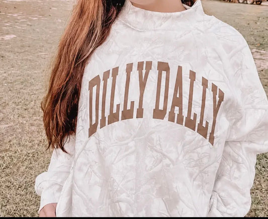 Camo Dilly Dally Mock Neck Crew