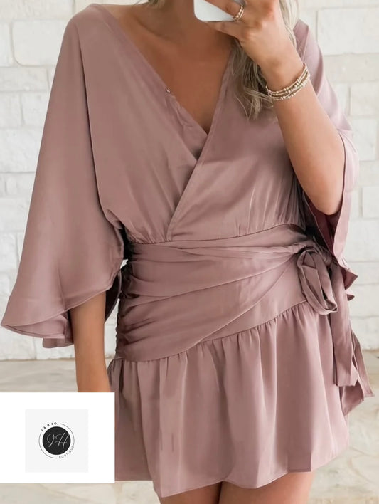 Satin Romper- blush